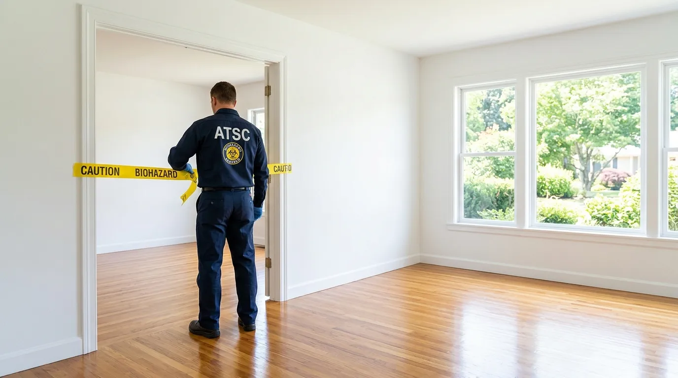 Certified biohazard cleanup crew performing Decomposition Cleanup in Belvidere